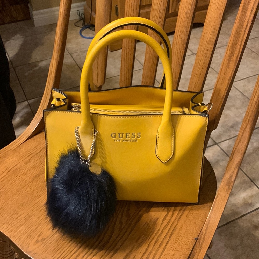 New Guess Mustard Yellow Tote Purse Bag